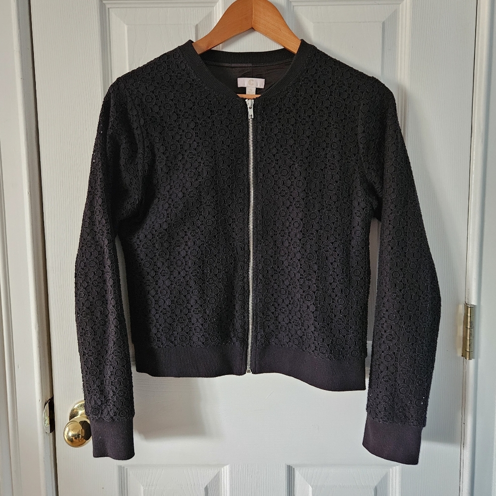 C Women's Cardigan Black Zip Jackets Size S